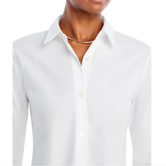 NEW Theory Tenia Luxe Stretch Cotton Top – White – Size Large - Picture 2 of 16